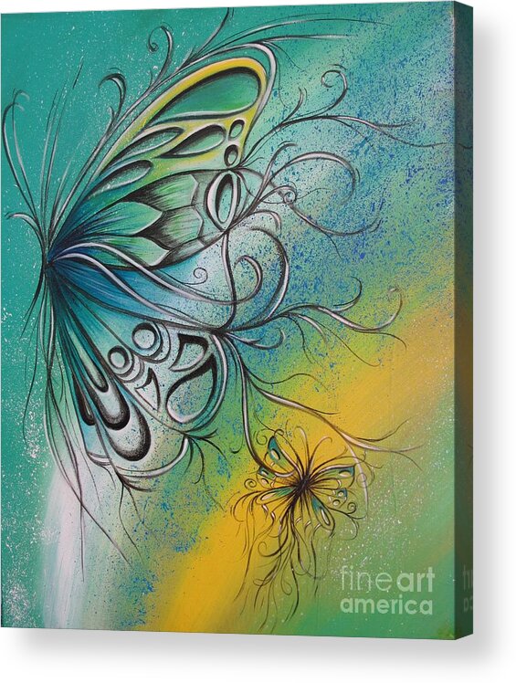 Reina Acrylic Print featuring the painting Butterfly 5 by Reina Cottier