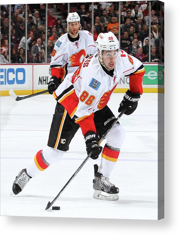 National Hockey League Acrylic Print featuring the photograph Calgary Flames V Anaheim Ducks by Debora Robinson