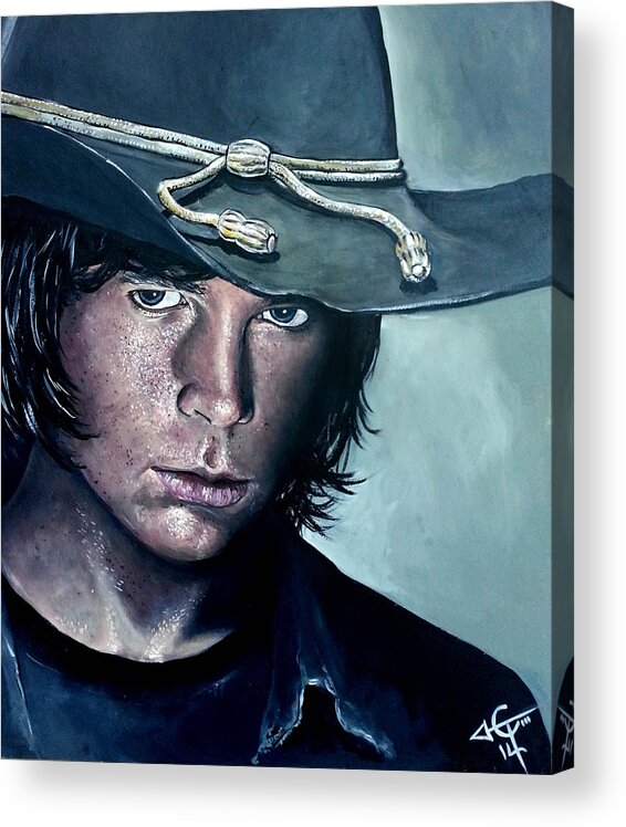 Carl Grimes Acrylic Print featuring the painting Carl Grimes by Tom Carlton