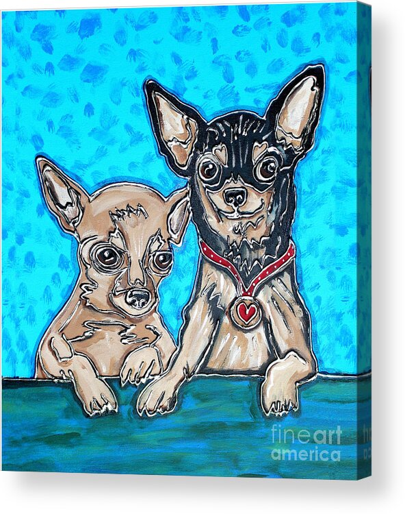 Chihuahua Acrylic Print featuring the painting Chihuahua Duo by Cynthia Snyder