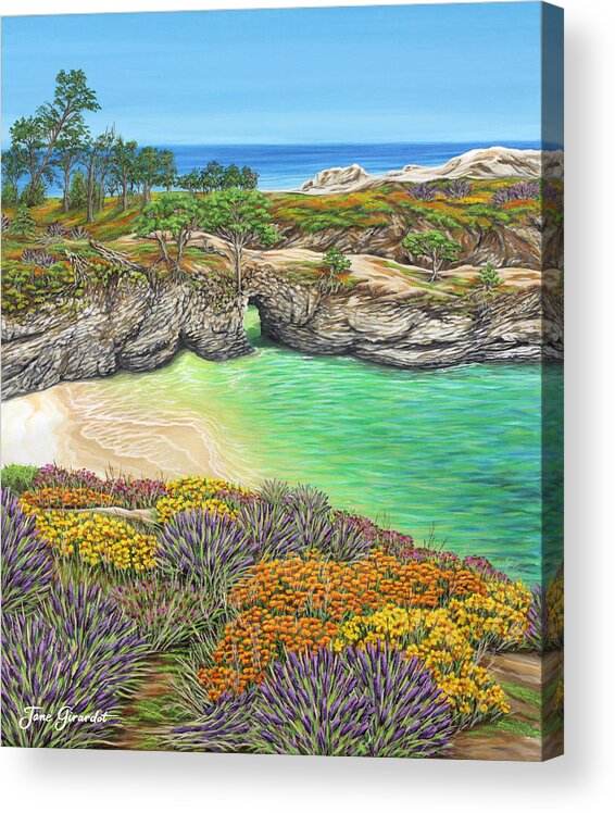 Ocean Acrylic Print featuring the painting China Cove Paradise by Jane Girardot
