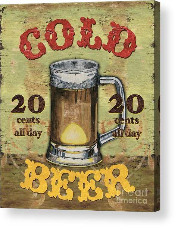 Food Acrylic Print featuring the painting Cold Beer by Debbie DeWitt