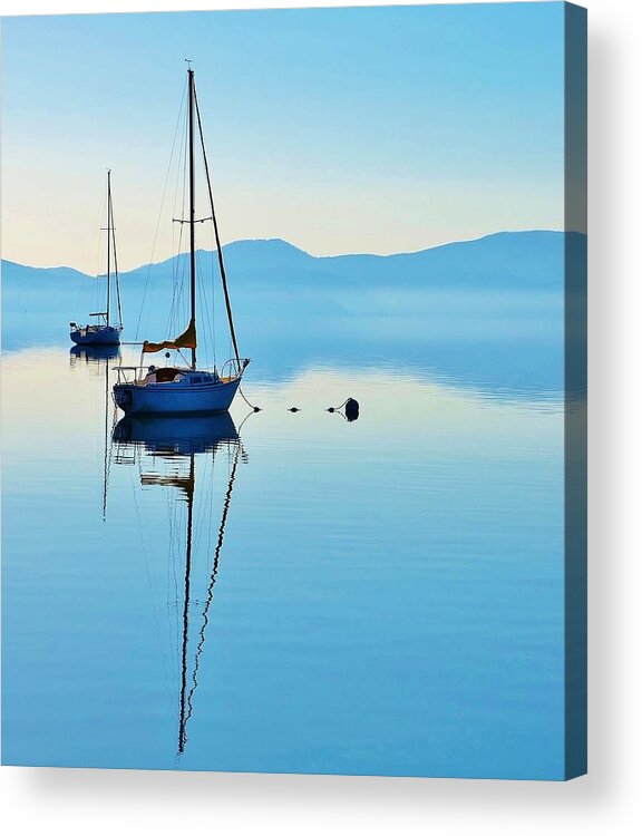 Lake Tahoe Ca Acrylic Print featuring the photograph Cool Blue Tahoe Sail by Marilyn MacCrakin