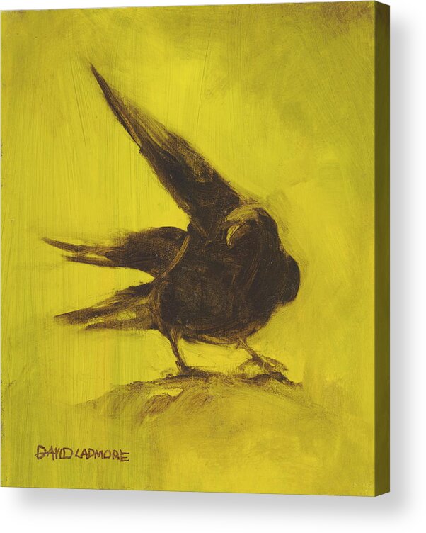 Crow Acrylic Print featuring the painting Crow 2 by David Ladmore