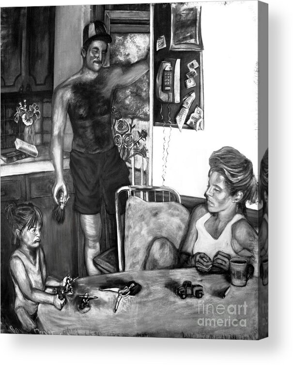 Family Acrylic Print featuring the drawing Daddy's Little Girl by Devon Reiffer