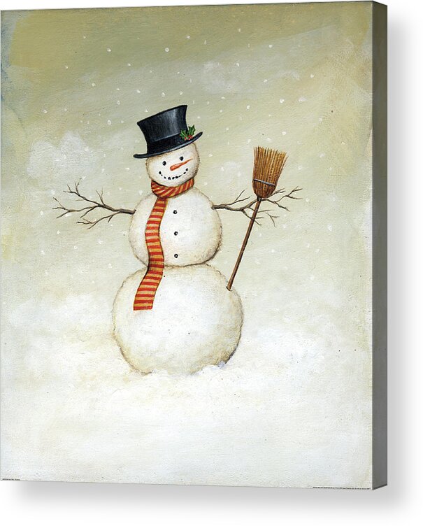 Christma Acrylic Print featuring the painting Deck The Halls - Snowman by David Carter Brown