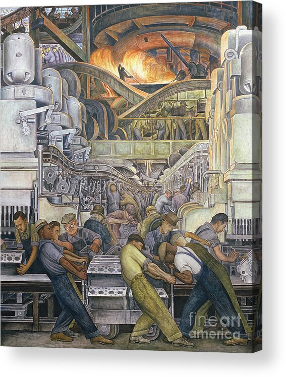Machinery Acrylic Print featuring the painting Detroit Industry North Wall by Diego Rivera