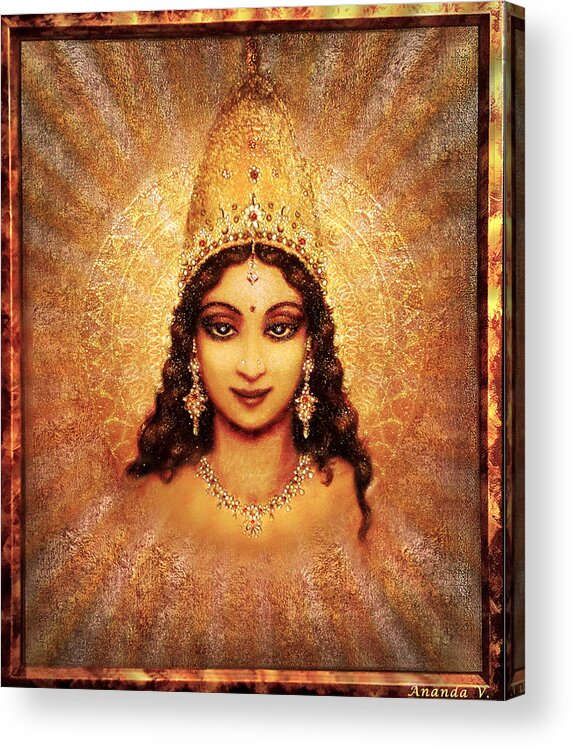 Goddess Painting Acrylic Print featuring the mixed media Devi Darshan by Ananda Vdovic