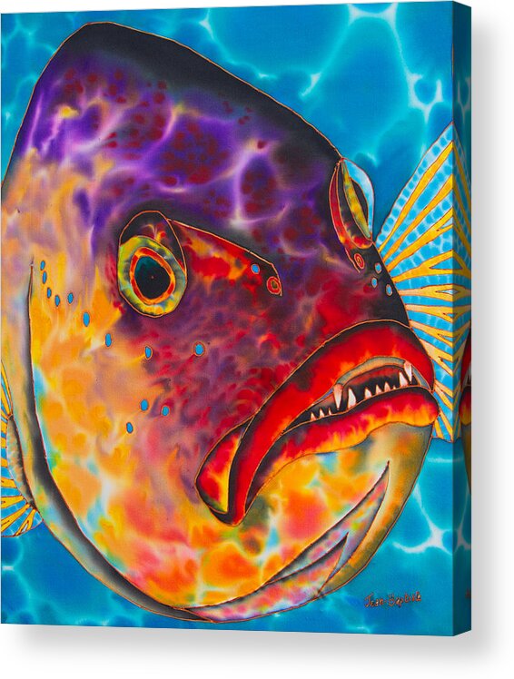 Dog Tooth Snapper Acrylic Print featuring the painting Dog Tooth Snapper by Daniel Jean-Baptiste