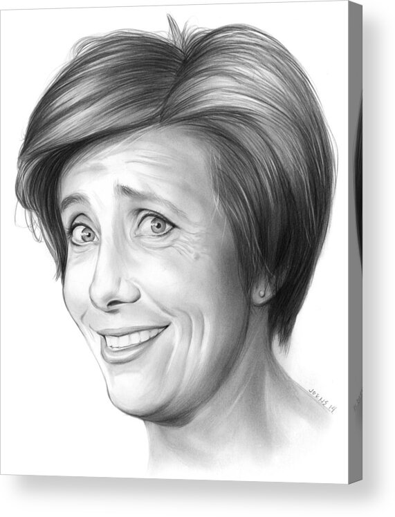 Emma Thompson Acrylic Print featuring the drawing Emma Thompson by Greg Joens