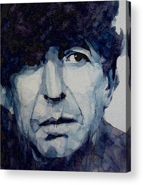 Leonard Cohen Acrylic Print featuring the painting Famous Blue raincoat by Paul Lovering