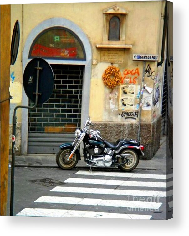 Harley Davidson Acrylic Print featuring the photograph Fat Boy in Florence by Phillip Allen