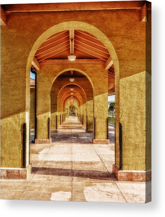 Frank J Benz Acrylic Print featuring the photograph Historic 1927 Train Station - Venice Florida by Frank J Benz