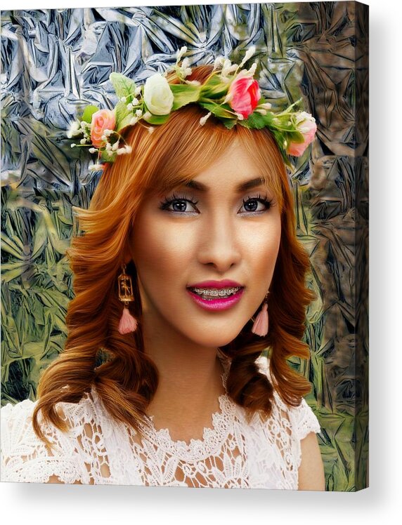 Portrait Acrylic Print featuring the photograph Flower Maiden by Ian Gledhill