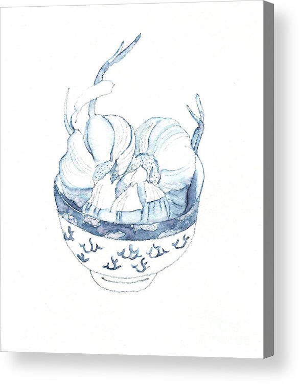 Ink Drawing Acrylic Print featuring the drawing Garlic by Kazumi Whitemoon