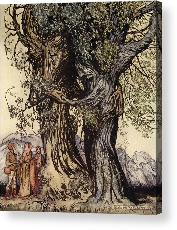 Greek Mythology Acrylic Print featuring the drawing I Am Old Philemon! Murmured The Oak by Arthur Rackham