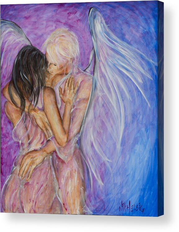 Angel Lovers Acrylic Print featuring the painting I Believed In You by Nik Helbig