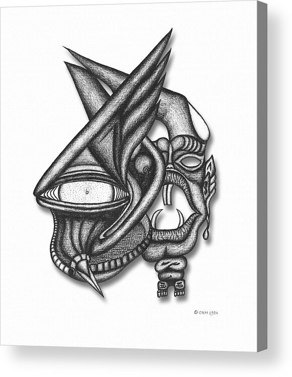 Ion Tiki Acrylic Print featuring the drawing Ion Tiki by Carl Hunter