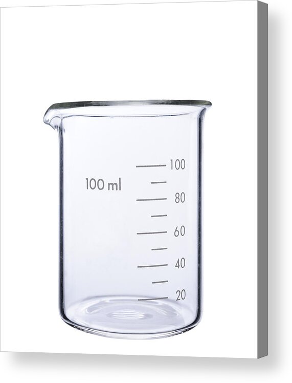 Empty Acrylic Print featuring the photograph Isolated shot of empty measuring beaker on white background by Kyoshino