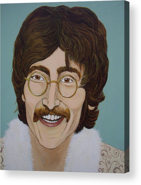 Beatles Acrylic Print featuring the painting John Lennon by Linda Kassabian