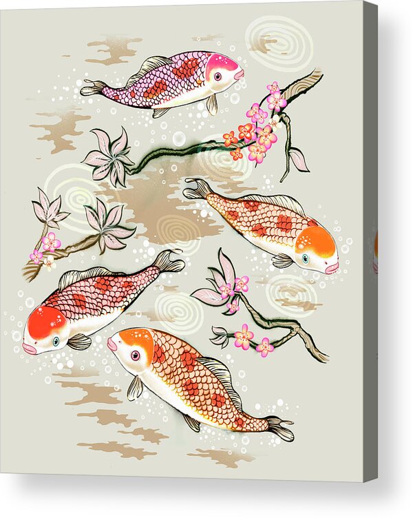 Animal Acrylic Print featuring the photograph Koi Fish Swimming In Pond by Ikon Ikon Images