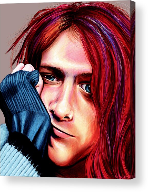 Kurt Acrylic Print featuring the painting Kurt Cobain by Shawna Rowe