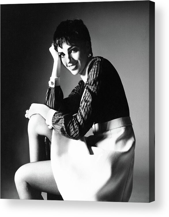 Actress Acrylic Print featuring the photograph Liza Minnelli Wearing A Gino Charles Dress by Bert Stern