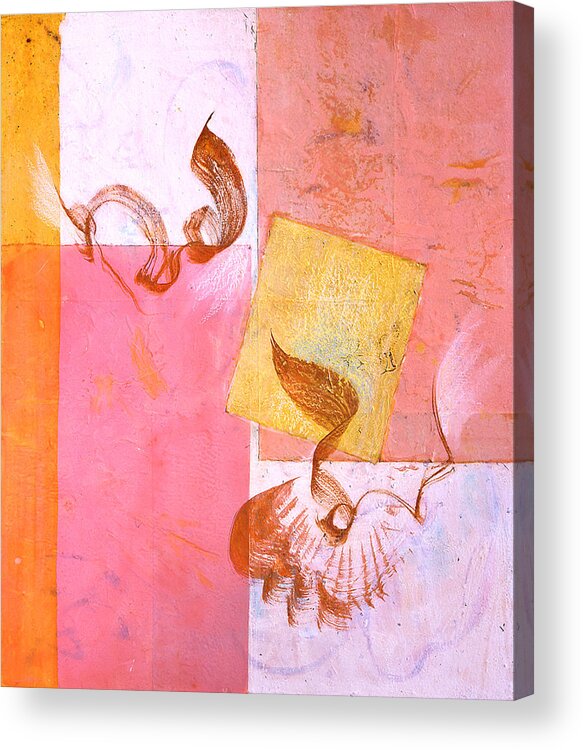 Abstract Painting Acrylic Print featuring the painting Lovers Dance 2 in Sienna and Pink by Asha Carolyn Young