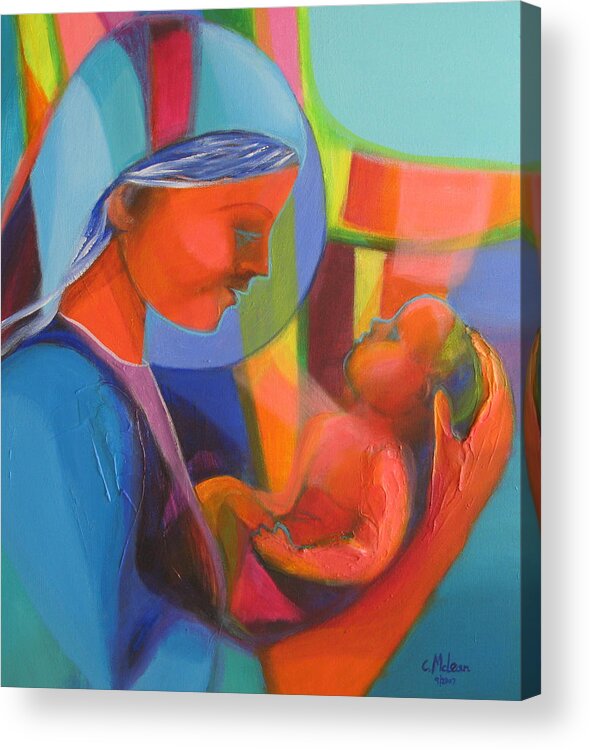 Abstract Acrylic Print featuring the painting Madonna and Child by Cynthia McLean
