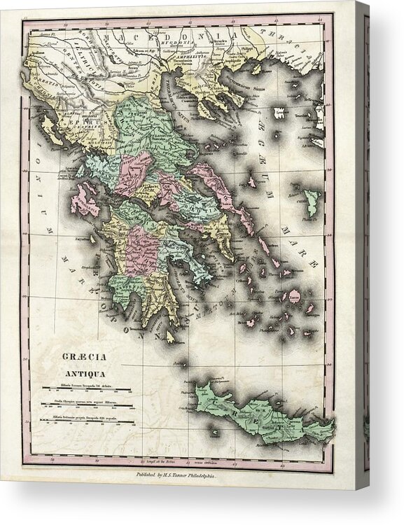 Ancient Greece Acrylic Print featuring the photograph Map Of Ancient Greece by Library Of Congress, Geography And Map Division