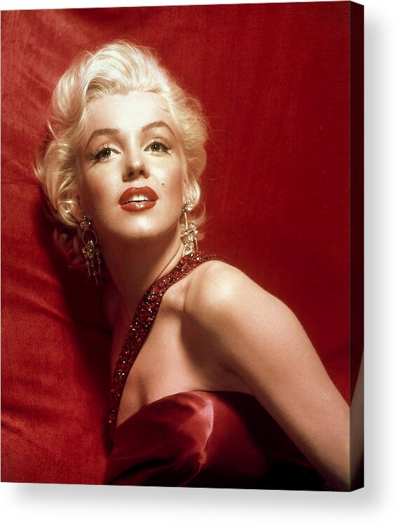 Marilyn Monroe Acrylic Print featuring the digital art Marilyn Monroe in Red by Georgia Fowler