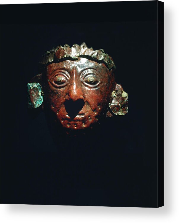 Mask Acrylic Print featuring the photograph Mask From The Lord Of Sipan's Tomb by Pasquale Sorrentino/science Photo Library