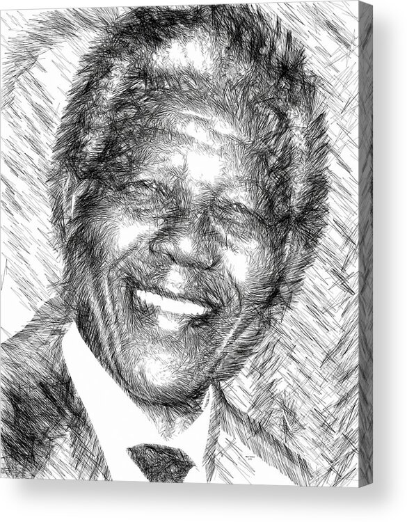 Nelson Mandela Acrylic Print featuring the digital art Nelson Mandela by Rafael Salazar
