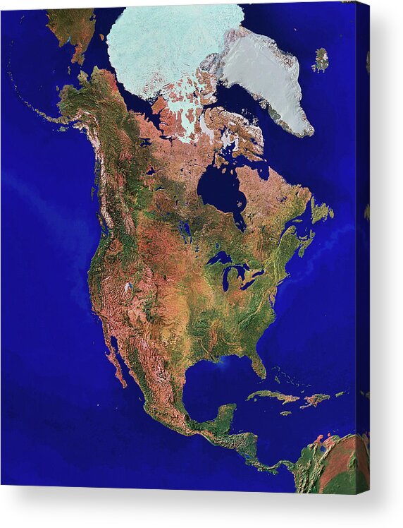 North America Acrylic Print featuring the photograph North America by Copyright 1995, Worldsat International And J. Knighton/science Photo Library