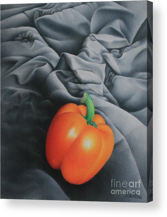 Color Pencil Acrylic Print featuring the drawing Only Orange by Pamela Clements