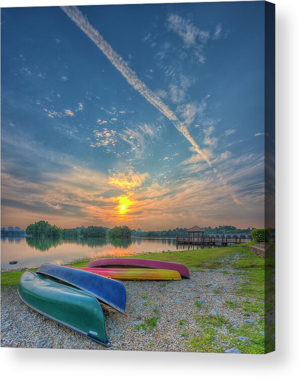 Scenics Acrylic Print featuring the photograph Parked Canoes by Www.imagesbyhafiz.com