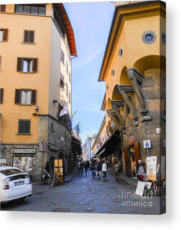 Daytime Acrylic Print featuring the photograph Ponte Vecchio Walkway by Elizabeth M