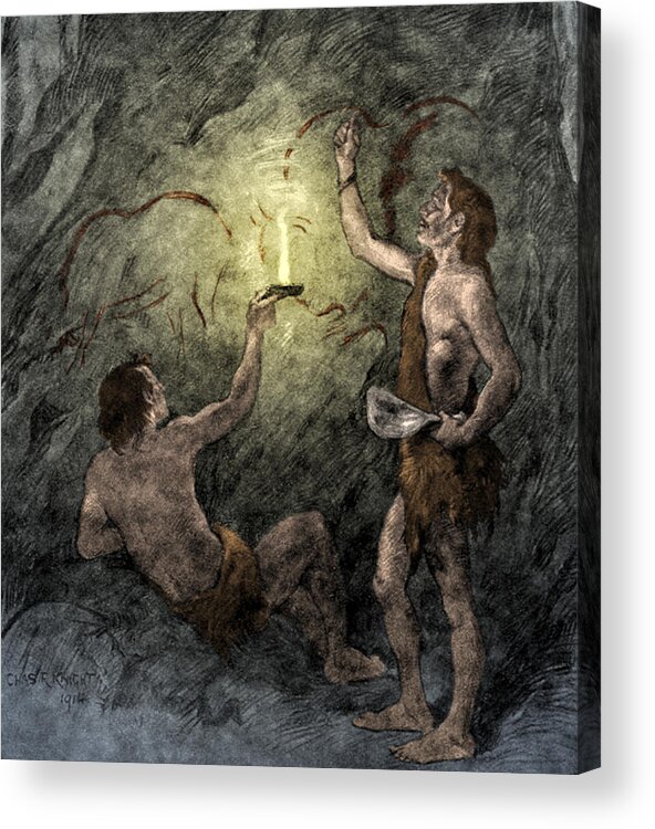 Stone Age Acrylic Print featuring the photograph Prehistoric Man, Stone Age Cave Dweller by Science Source