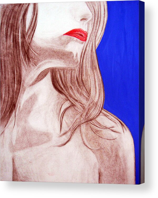 Red Acrylic Print featuring the painting Red Lips by Culture Cruxxx