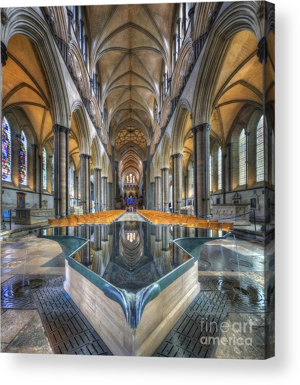Hdr Acrylic Print featuring the photograph Salisbury Cathedral by Yhun Suarez