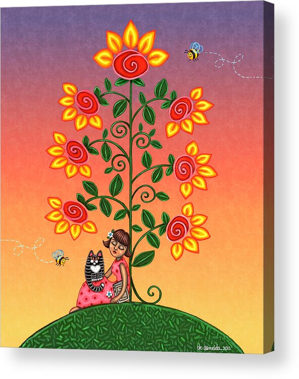 Folk Art Acrylic Print featuring the painting She Is Life Barnes and Noble by Victoria De Almeida