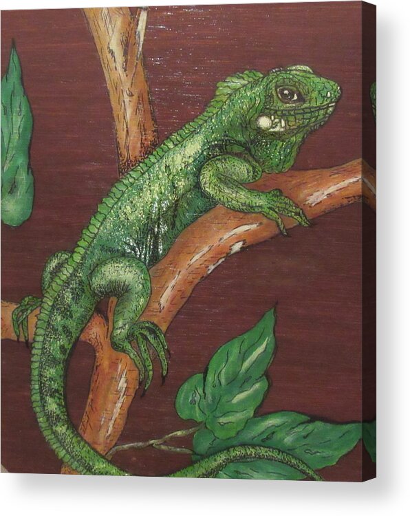 Print Acrylic Print featuring the painting Sir Iguana by Ashley Goforth