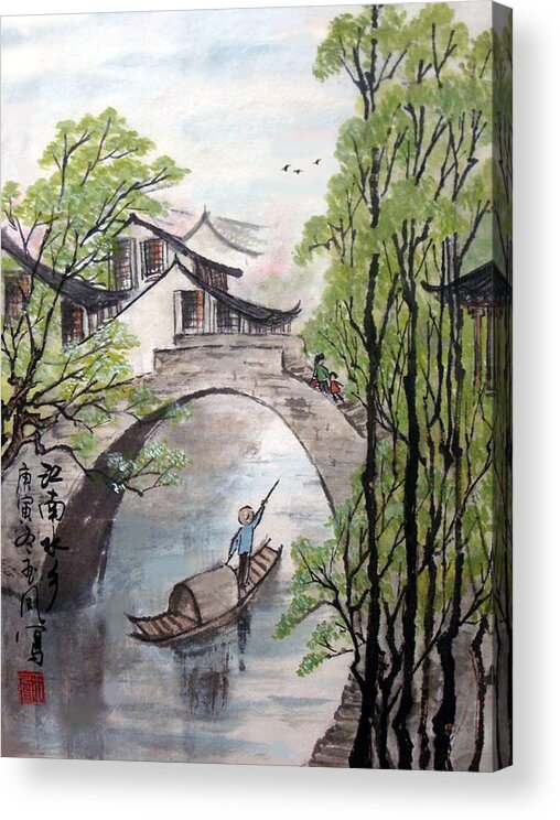 Water Town Acrylic Print featuring the photograph Spring in Ancient Watertown by Yufeng Wang