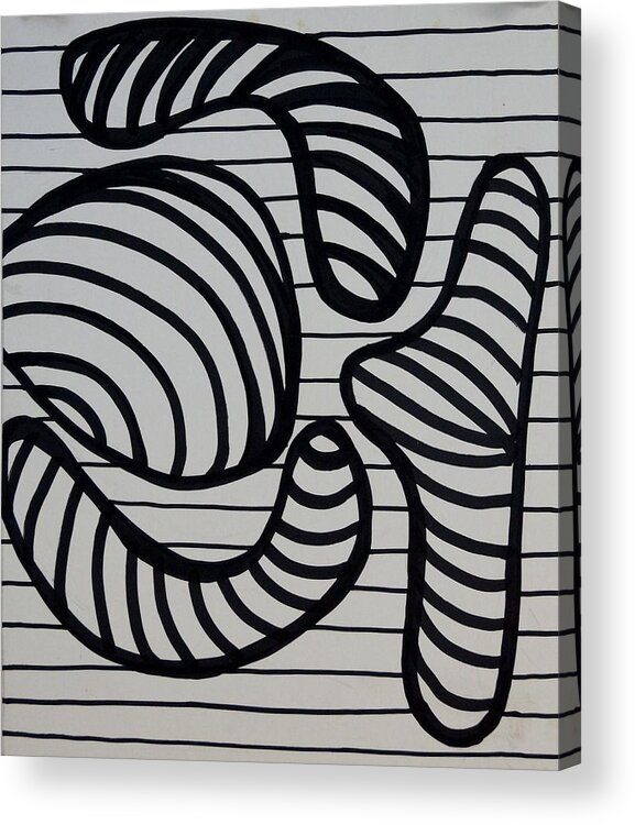Black And White Acrylic Print featuring the drawing Squigglesi by Erika Jean Chamberlin