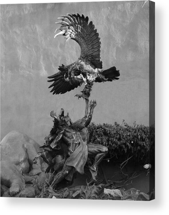 Eagle Acrylic Print featuring the photograph The Eagle And The Indian In Black And White by Rob Hans