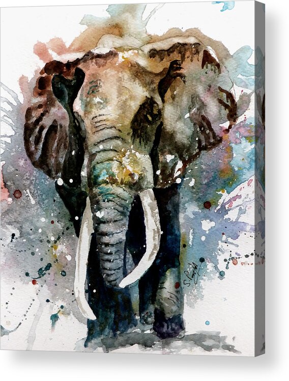 Animals Acrylic Print featuring the painting The Elephant by Steven Ponsford