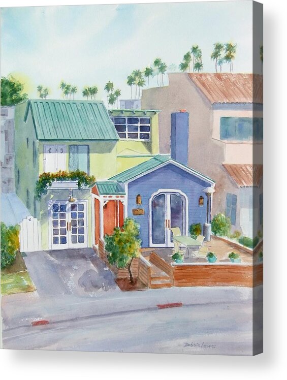Belmont Shore Acrylic Print featuring the painting The Most Colorful Home in Belmont Shore by Debbie Lewis