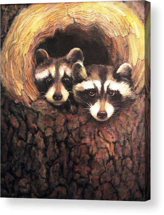 Nature Acrylic Print featuring the painting Three is a Crowd by Donna Tucker