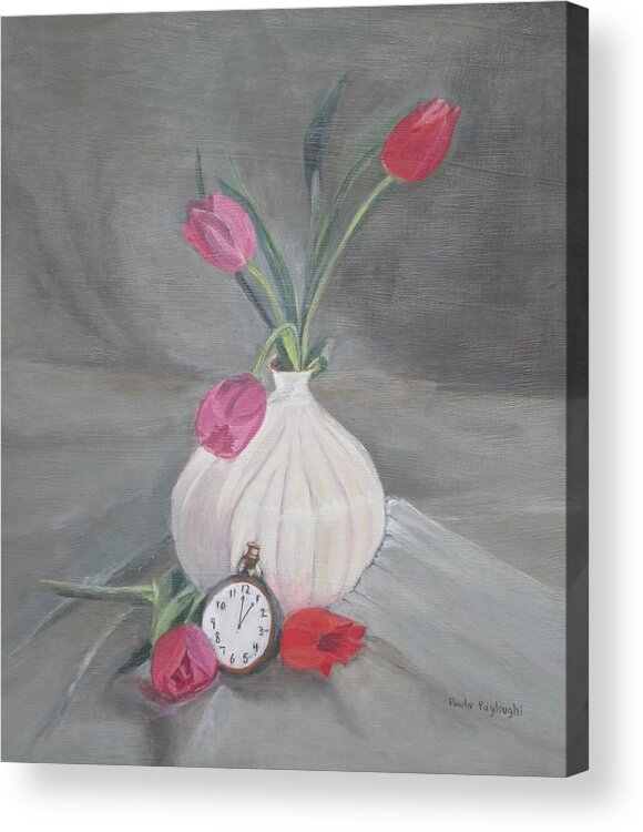 Tulips Acrylic Print featuring the painting Time For Spring by Paula Pagliughi