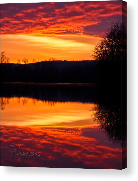 Farmington River Acrylic Print featuring the photograph Water on Fire by Tom Cameron